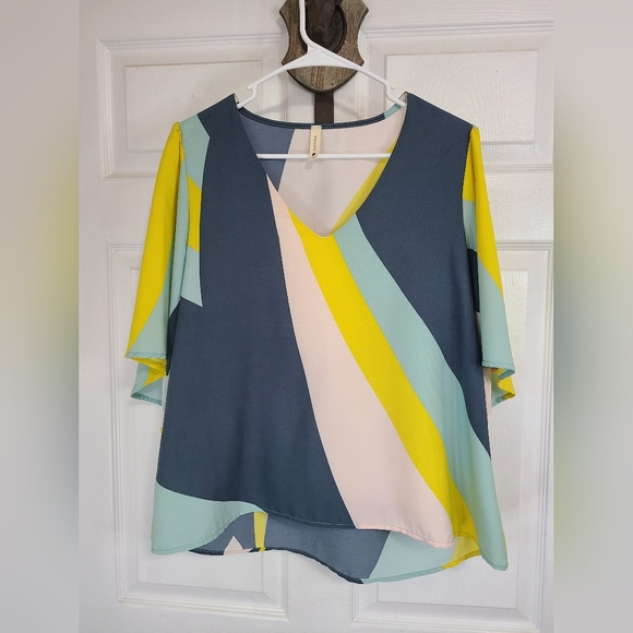 Tyeche Woman's Three Quarter Sleeve Spring Blouse, Size: Small Color: Striped - Picture 3 of 10